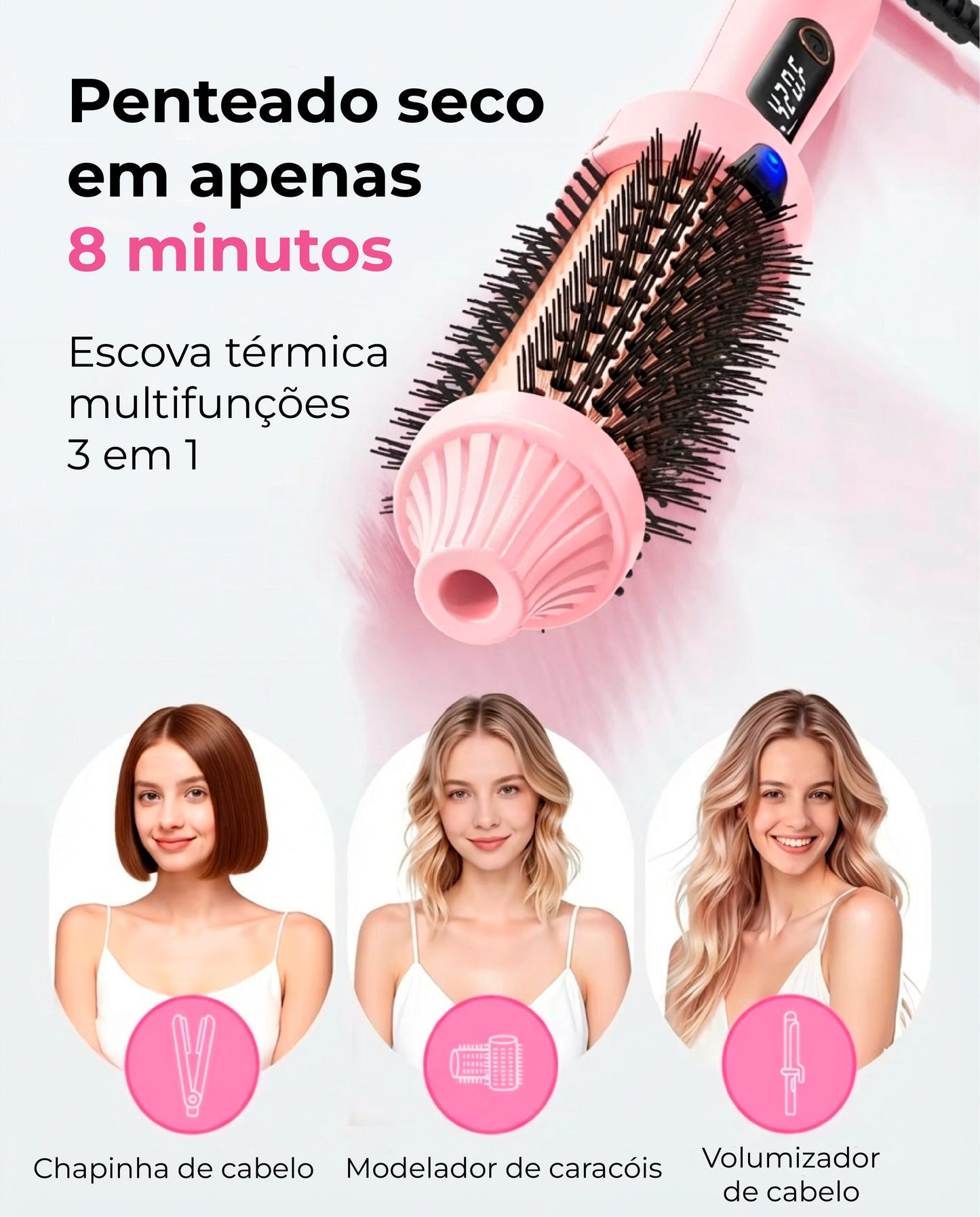Escova de cabelo térmica 3 em 1- CURLIFY