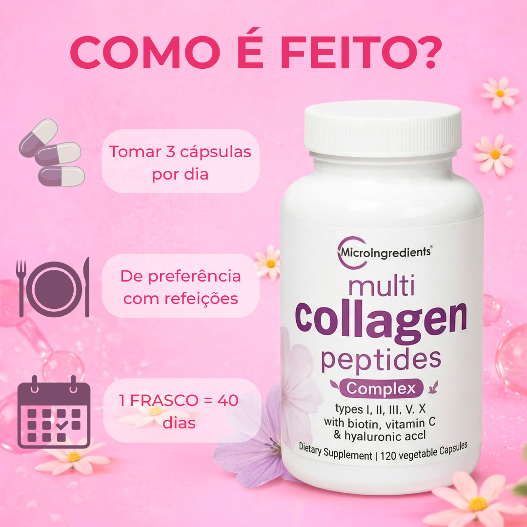 Cápsulas de colagénio múltiplas para mulheres e homens