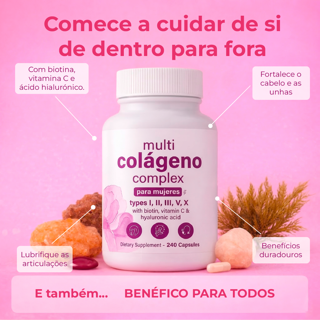 Cápsulas de colagénio múltiplas para mulheres e homens