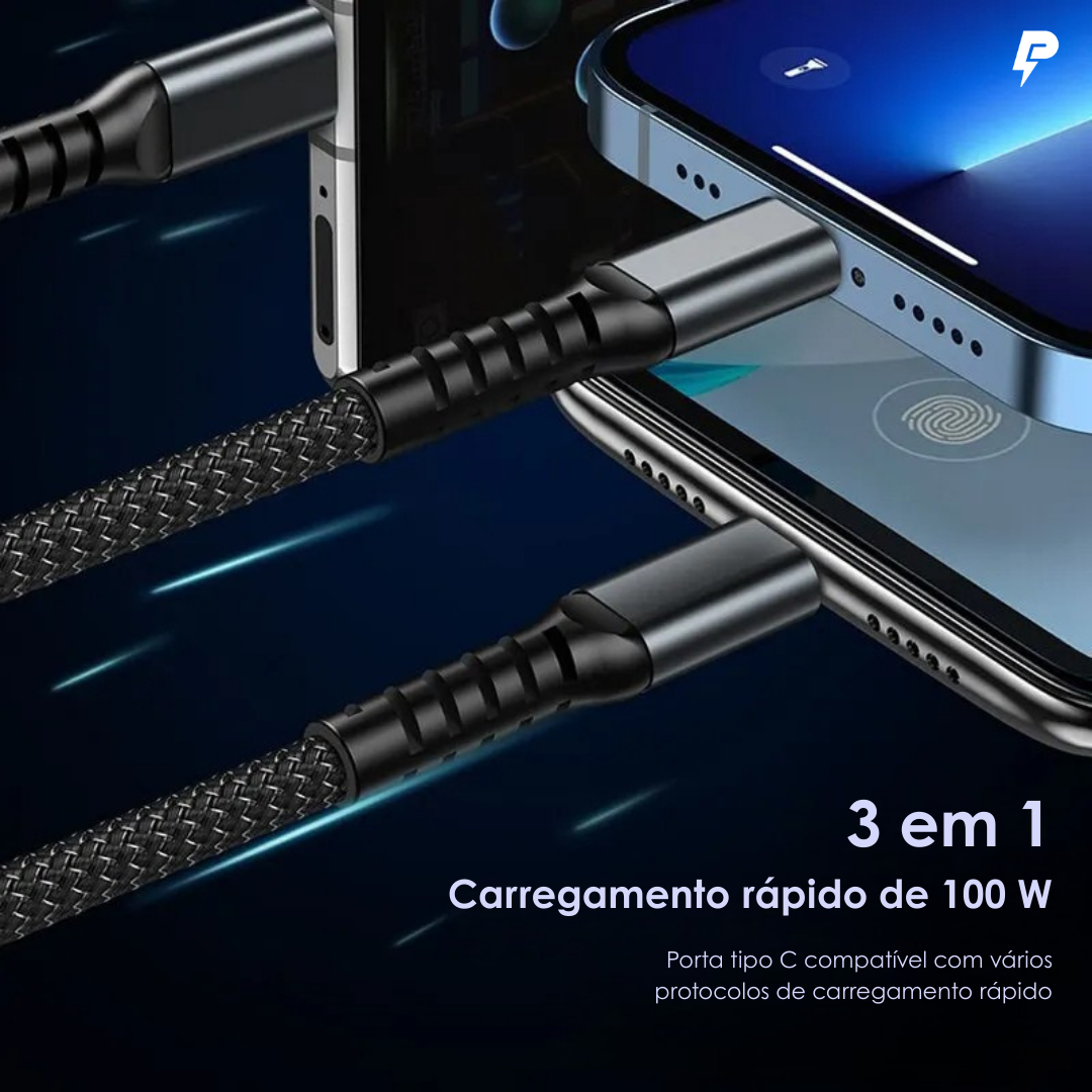 Cabo Carregador 3 em 1 Powernest